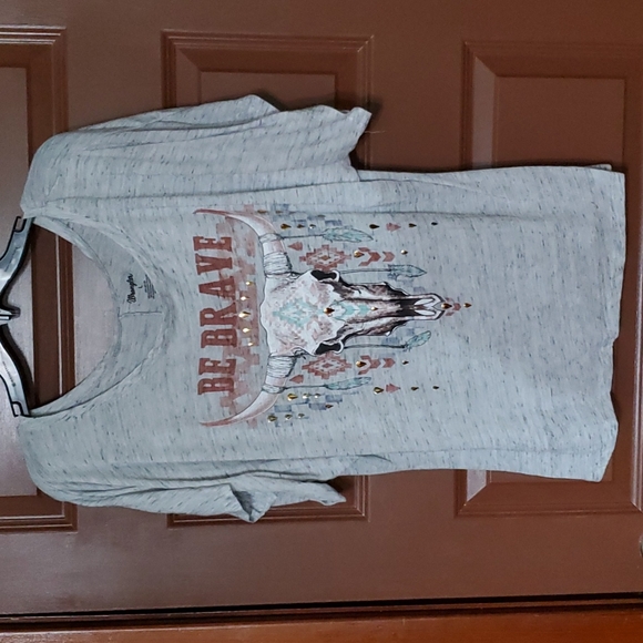 Wrangler Tops - Wrangler Dolman Sleeve Grey Be Brave Bullhead Top